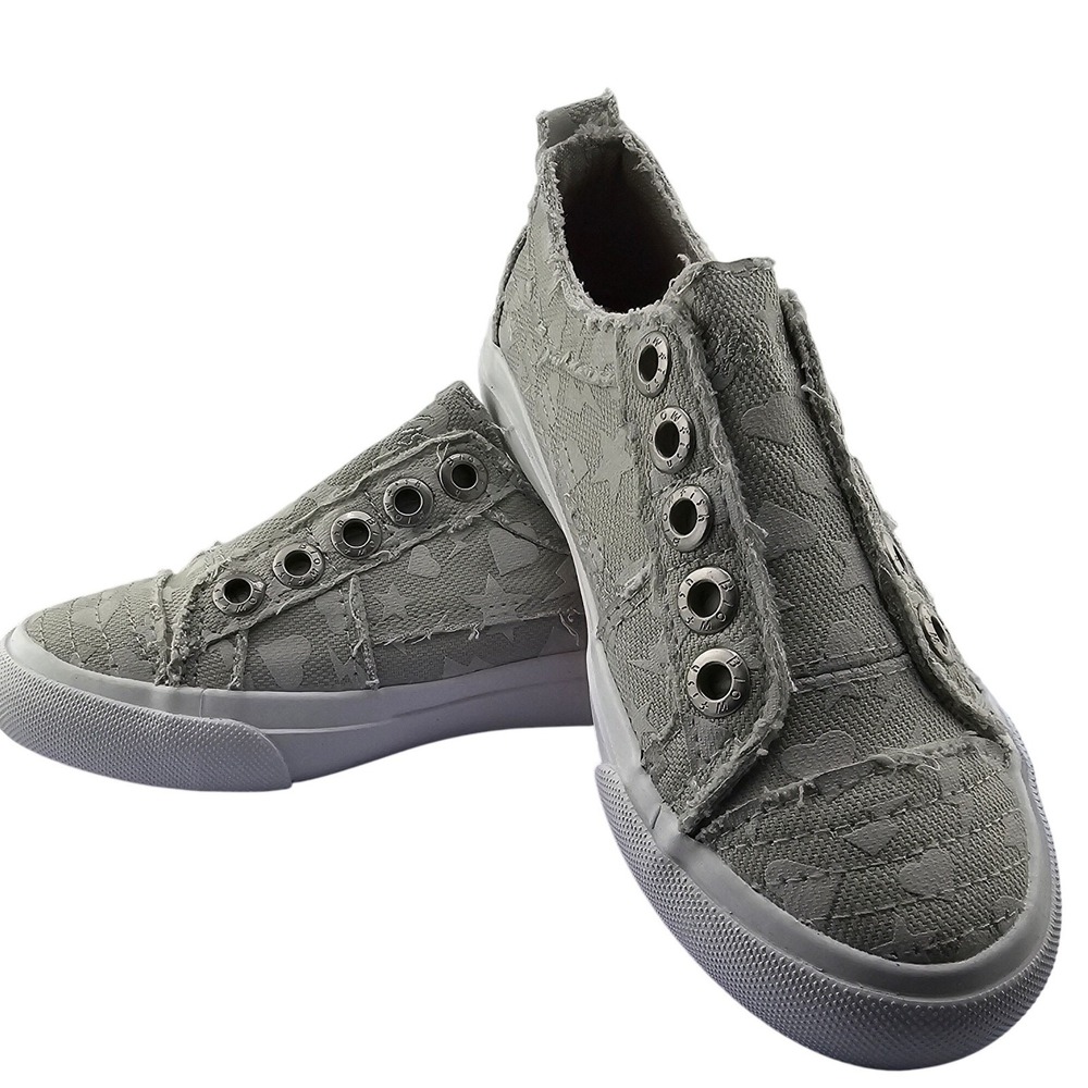 Blowfish Malibu Slip On Sneakers Gray Lace Distressed Casual Shoes Kid's 11‎ New